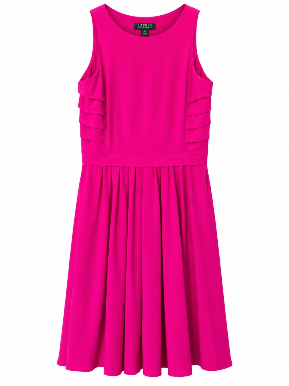 Lauren Ralph Lauren Size 10 Fuchsia Pink Pleated Midi Dress